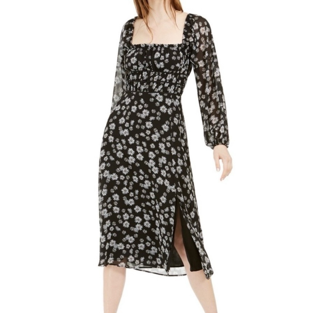 NWT Leyden Black Daisy Floral Smocked Midi Dress Women’s Medium Cottagecore